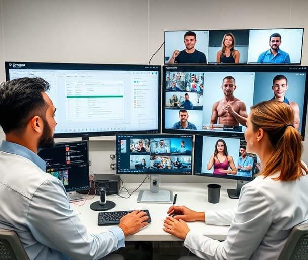 Professionals reviewing athlete data—context in action